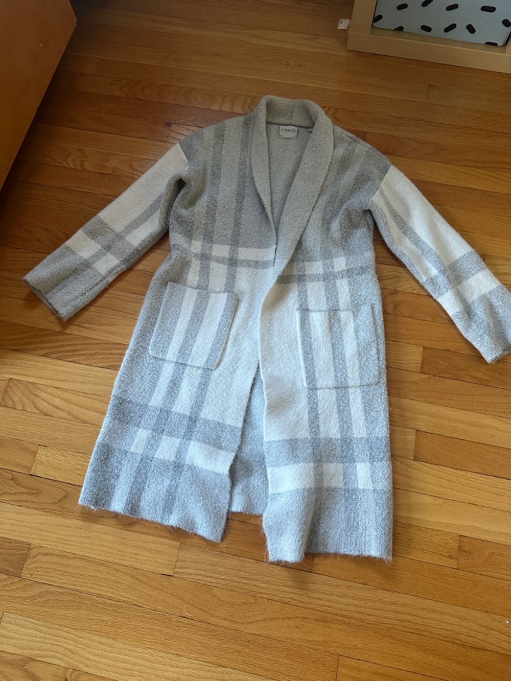 Cyrus Shawl-Collar Plaid Cardigan